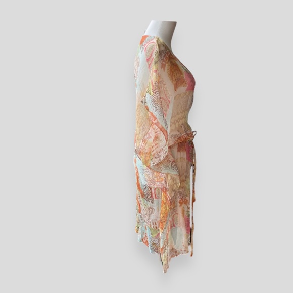 Les Filos Pure Silk Kimono Cover Up OS Fits Most - Picture 2 of 6